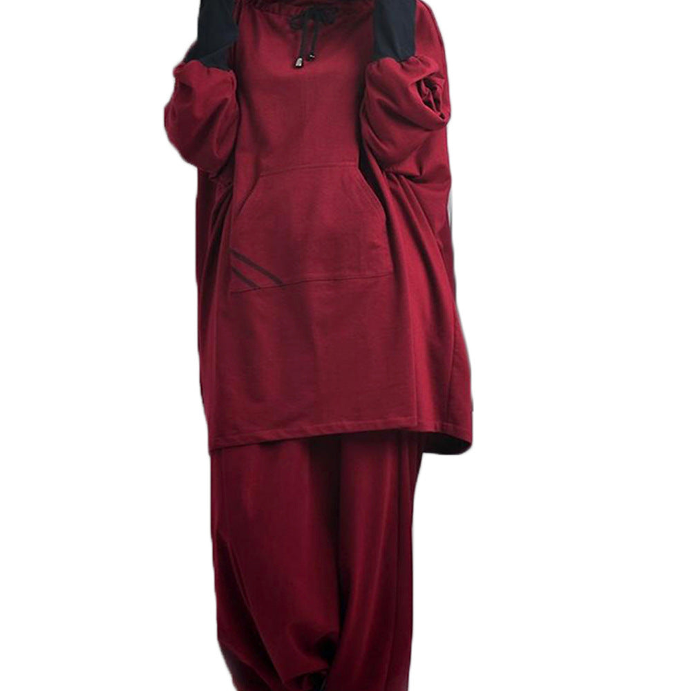 Muslim Long-sleeved Trousers Nida Loose Solid Color Women's Suit