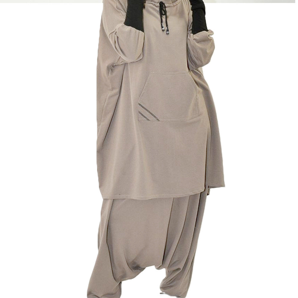 Muslim Long-sleeved Trousers Nida Loose Solid Color Women's Suit