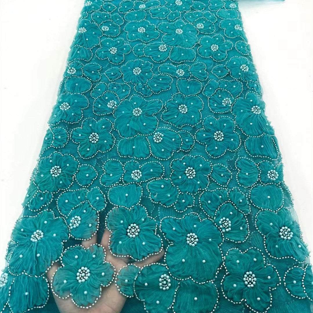 New Handmade Foam Tube Mesh Plate With Embroidery Three-dimensional Flower Lace Fabric